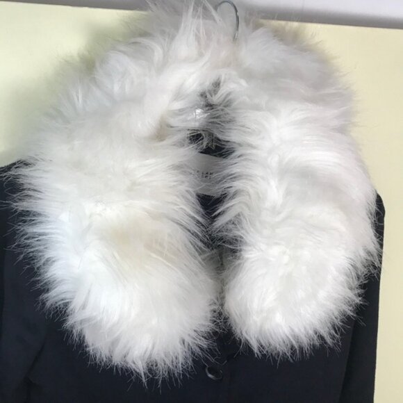 DEREK LAM 10 CROSBY New Minimalist Wool Coat Faux Fur Trim Oversized Pockets XL - Picture 9 of 16